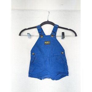 OshKosh B'Gosh Baby Overalls‎ Romper Vintage Denim Shortalls Blue 12M